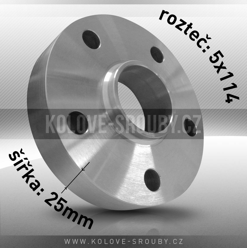 Rozšiřovací podložka, šíře 25mm, rozteč 5x114 - průchozí, 1ks 