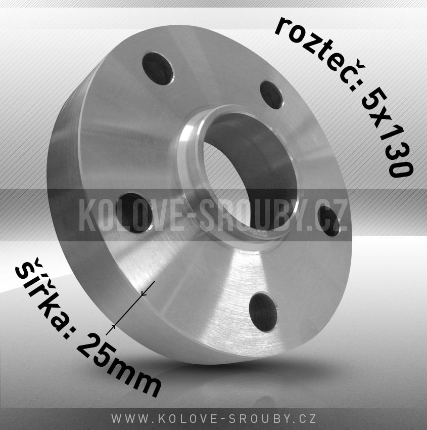 Rozšiřovací podložka, šíře 25mm, rozteč 5x130 - průchozí, 1ks 