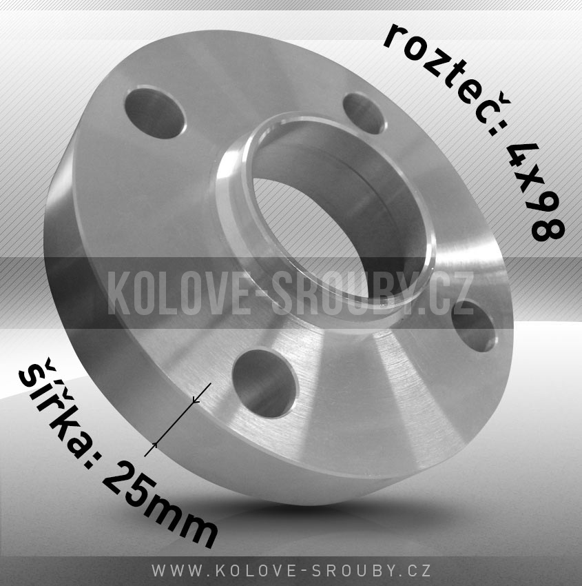Rozšiřovací podložka, šíře 25mm, rozteč 5x98- průchozí, 1ks 