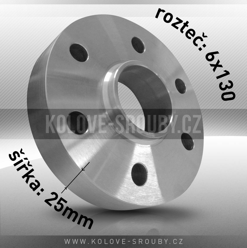 Rozšiřovací podložka, šíře 25mm, rozteč 6x130 - průchozí, 1ks 