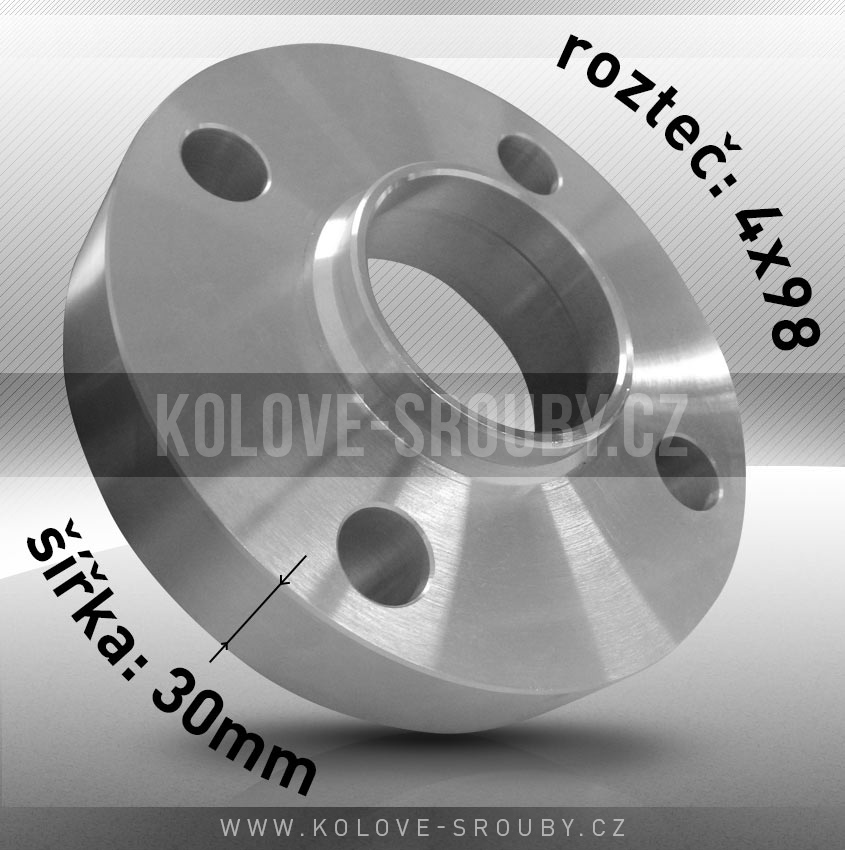Rozšiřovací podložka, šíře 30mm, rozteč 4x98 - průchozí, 1ks 