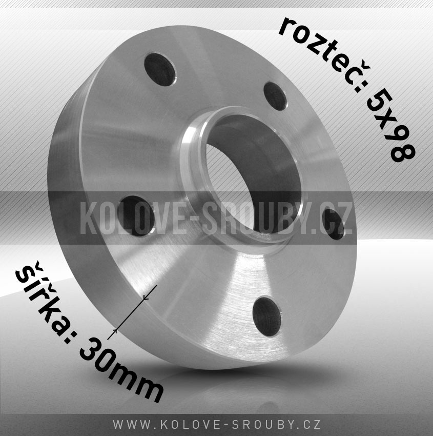 Rozšiřovací podložka, šíře 30mm, rozteč 5x98 - průchozí, 1ks 