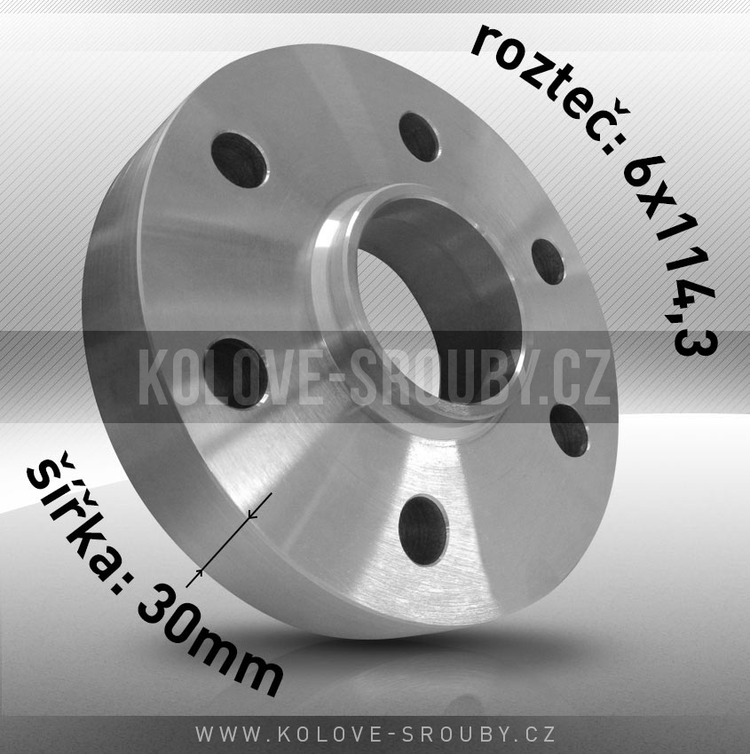Rozšiřovací podložka, šíře 30mm, rozteč 6x114,3 - průchozí, 1ks 
