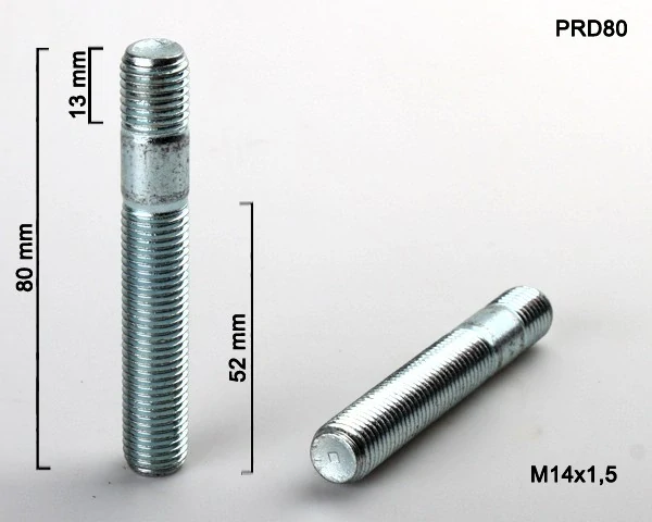 Svorník na kola M14x1,5x50+15 oboustranný závit, délka 80