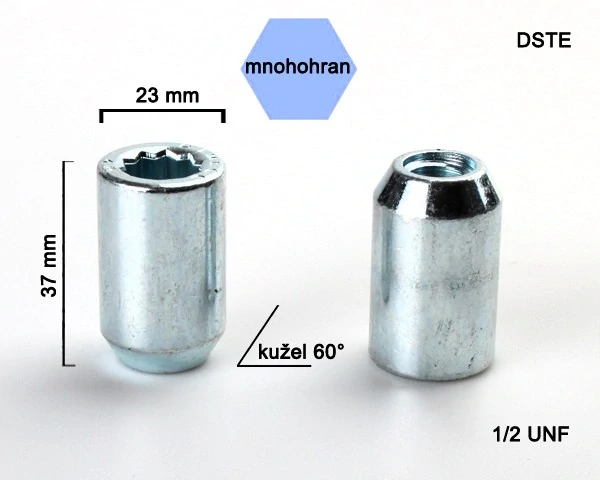Matice na kola 1/2 UNF kužel s vnitřním mnohohr., průměr 23