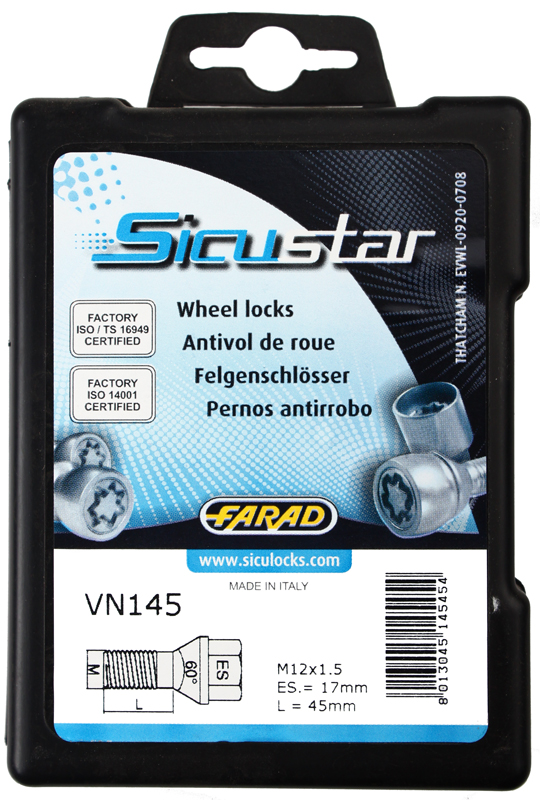 Pojistné šrouby SICUSTAR M12x1,5x45 kužel, klíč 17