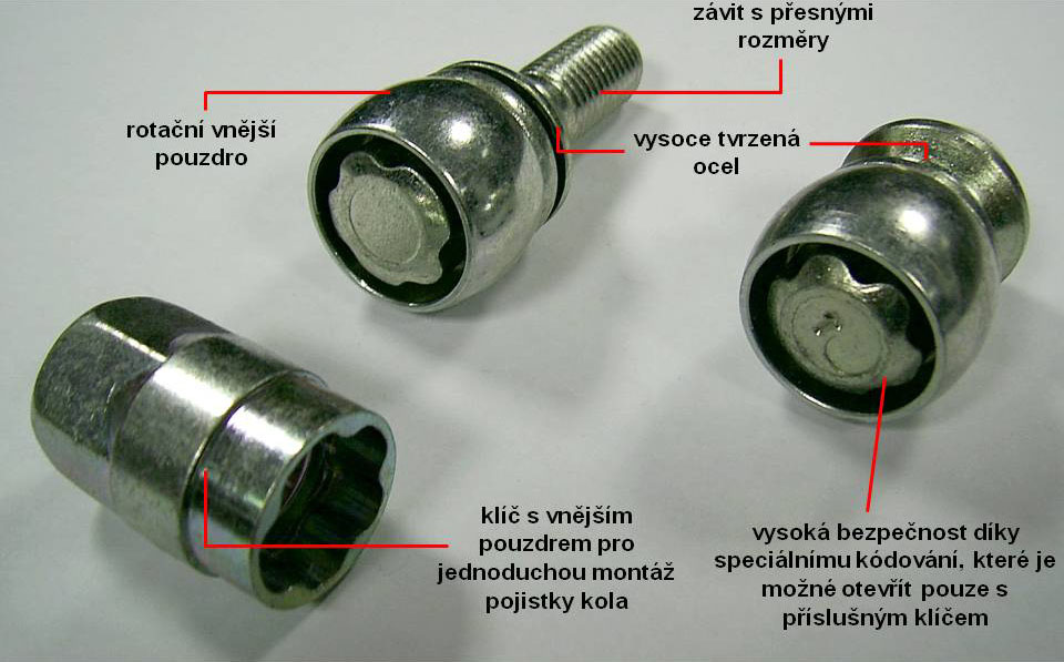 Pojistné šrouby SICUSTAR M14x1,5x42 koule, klíč 17