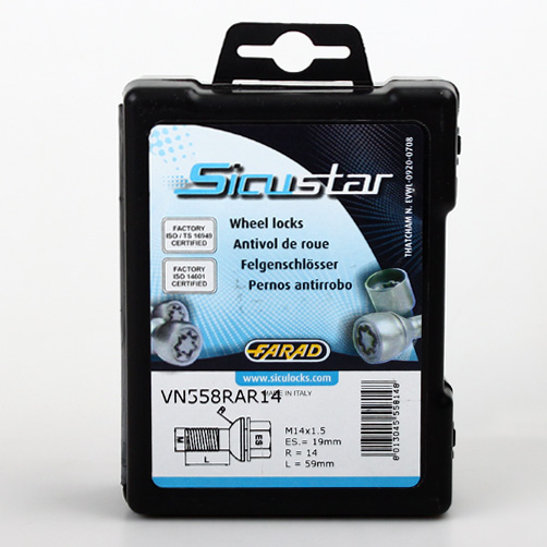 Pojistné šrouby SICUSTAR M14x1,5x58 kulová R14 (pohyblivá), klíč 19