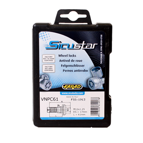 Pojistné šrouby SICUSTAR M12x1,25x61 plochá + podložka, klíč 17