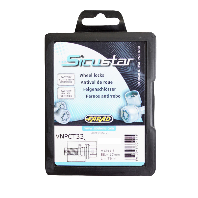 Pojistné šrouby SICUSTAR M12x1,5x33 plochá + podložka, klíč 17