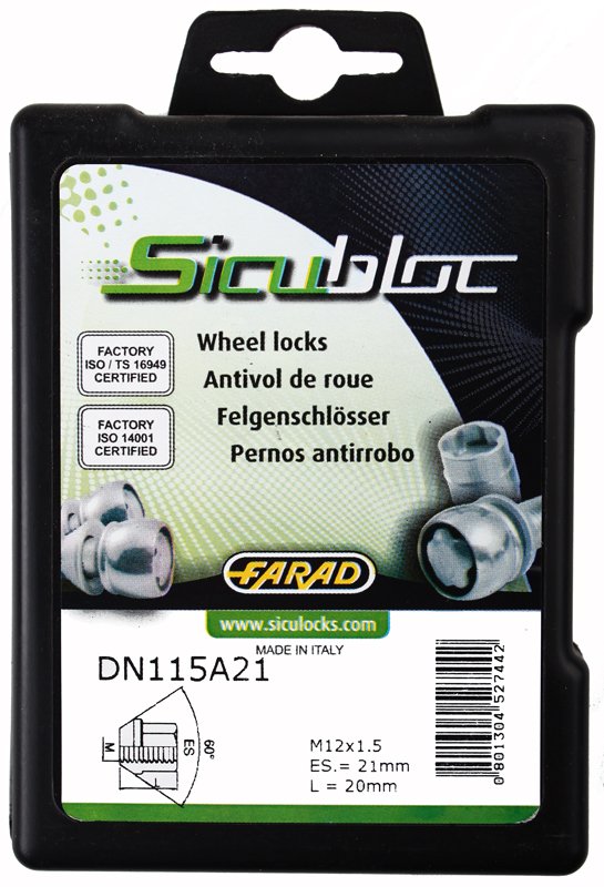 Pojistné matice SICUBLOC M12x1,50 kužel, uzavřená, klíč 21
