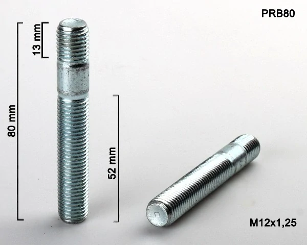 Svorník na kola M12x1,25x50+15 oboustranný závit, délka 80